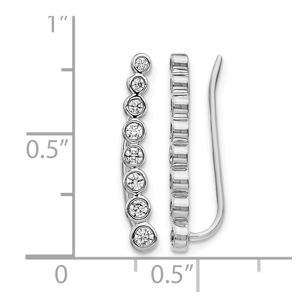 10k White Gold Diamond Graduated Ear Climber Earrings
