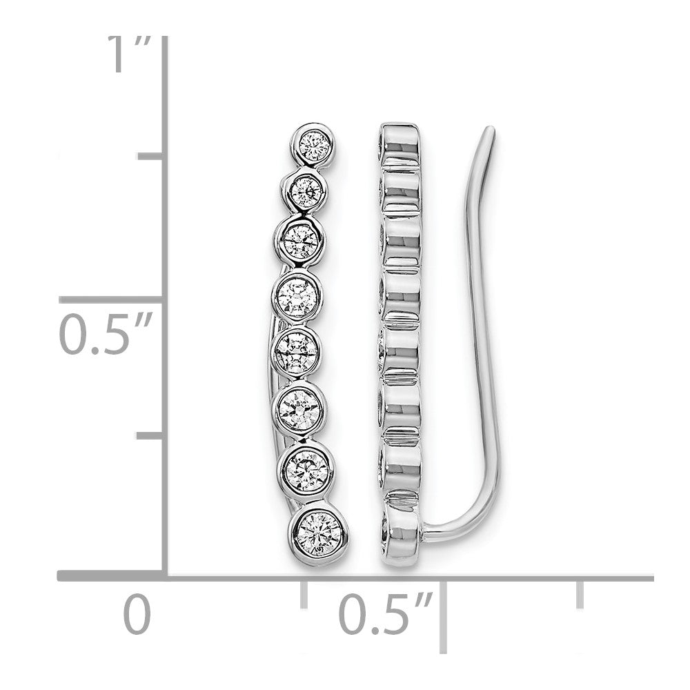 14k White Gold Diamond Graduated Ear Climber Earrings