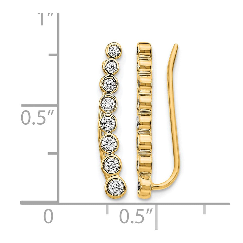 14k Diamond Graduated Ear Climber Earrings