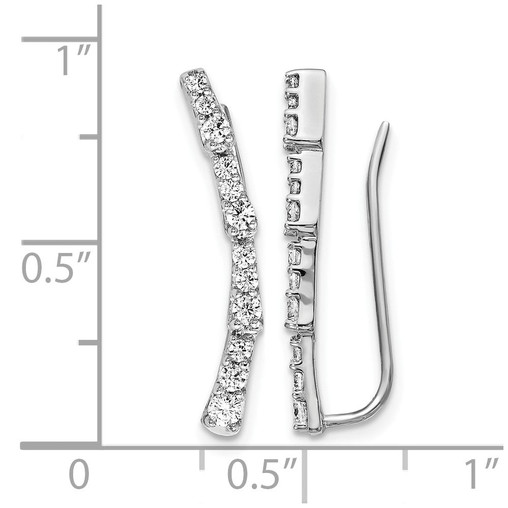 14k White Gold Diamond Ear Climber Earrings