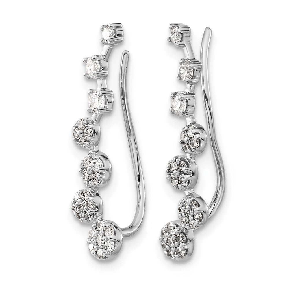 14k White Gold Diamond Ear Climber Earrings