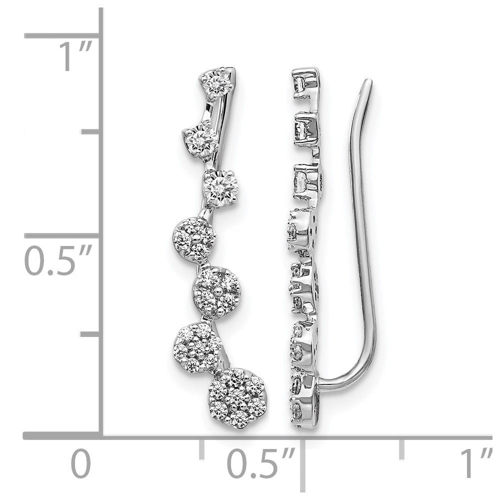 14k White Gold Diamond Ear Climber Earrings