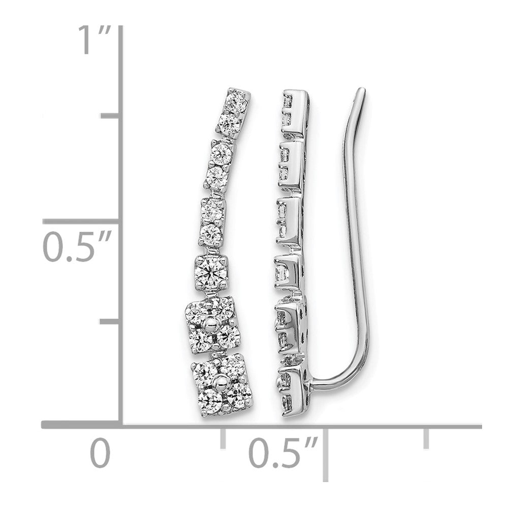 14k White Gold Diamond Ear Climber Earrings