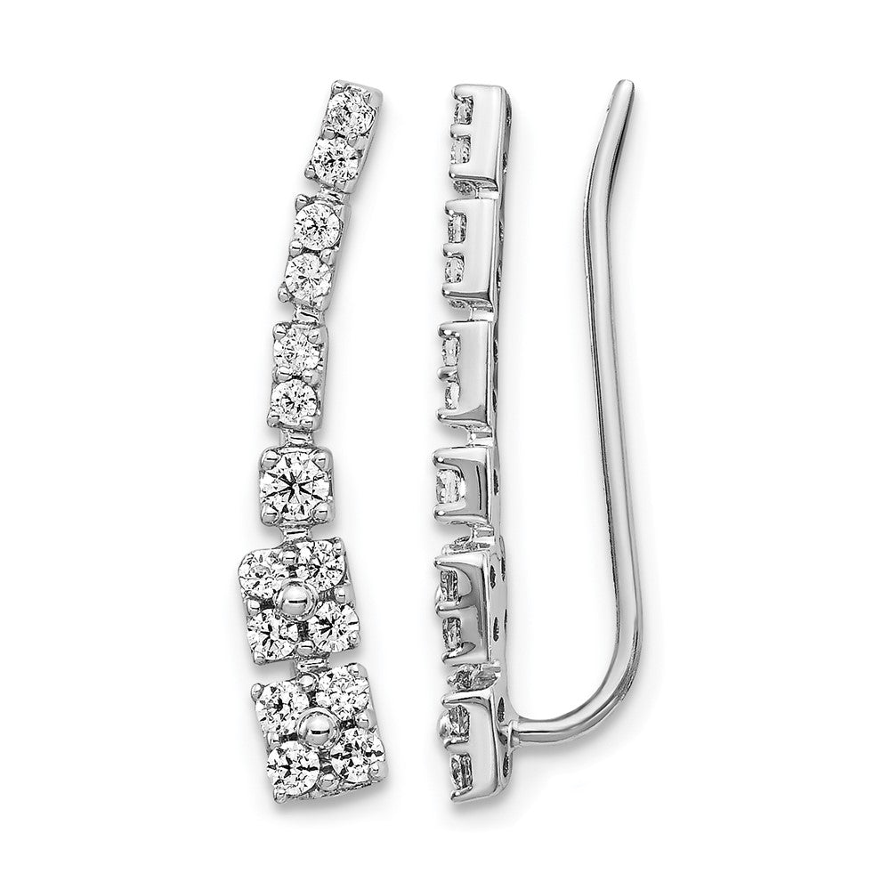 14k White Gold Diamond Ear Climber Earrings