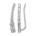 14k White Gold Diamond Ear Climber Earrings