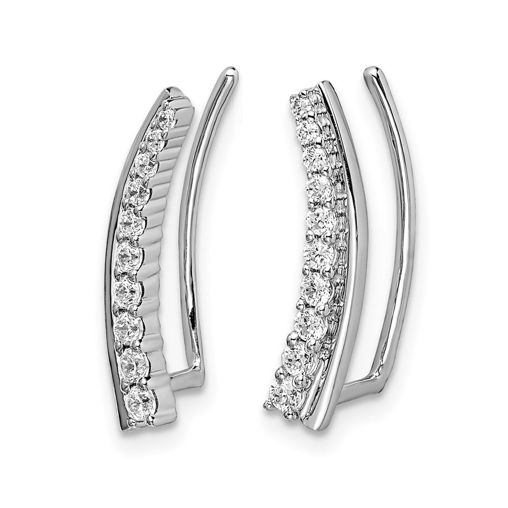 14k White Gold Diamond Ear Climber Earrings
