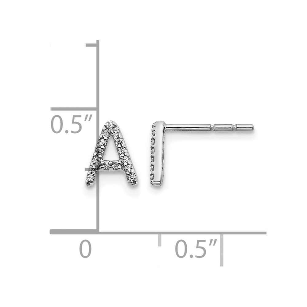 14k White Gold Diamond Initial A Earrings