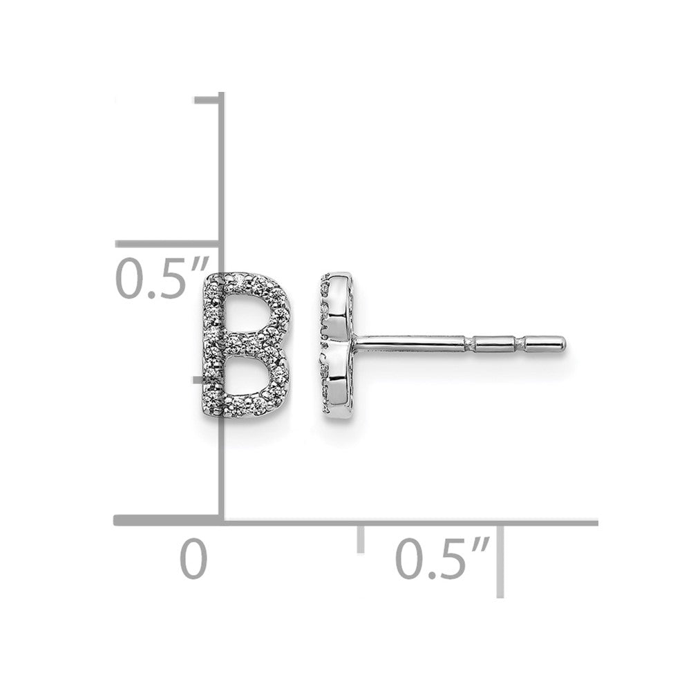 14k White Gold Diamond Initial B Earrings