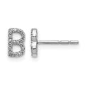 14k White Gold Diamond Initial B Earrings