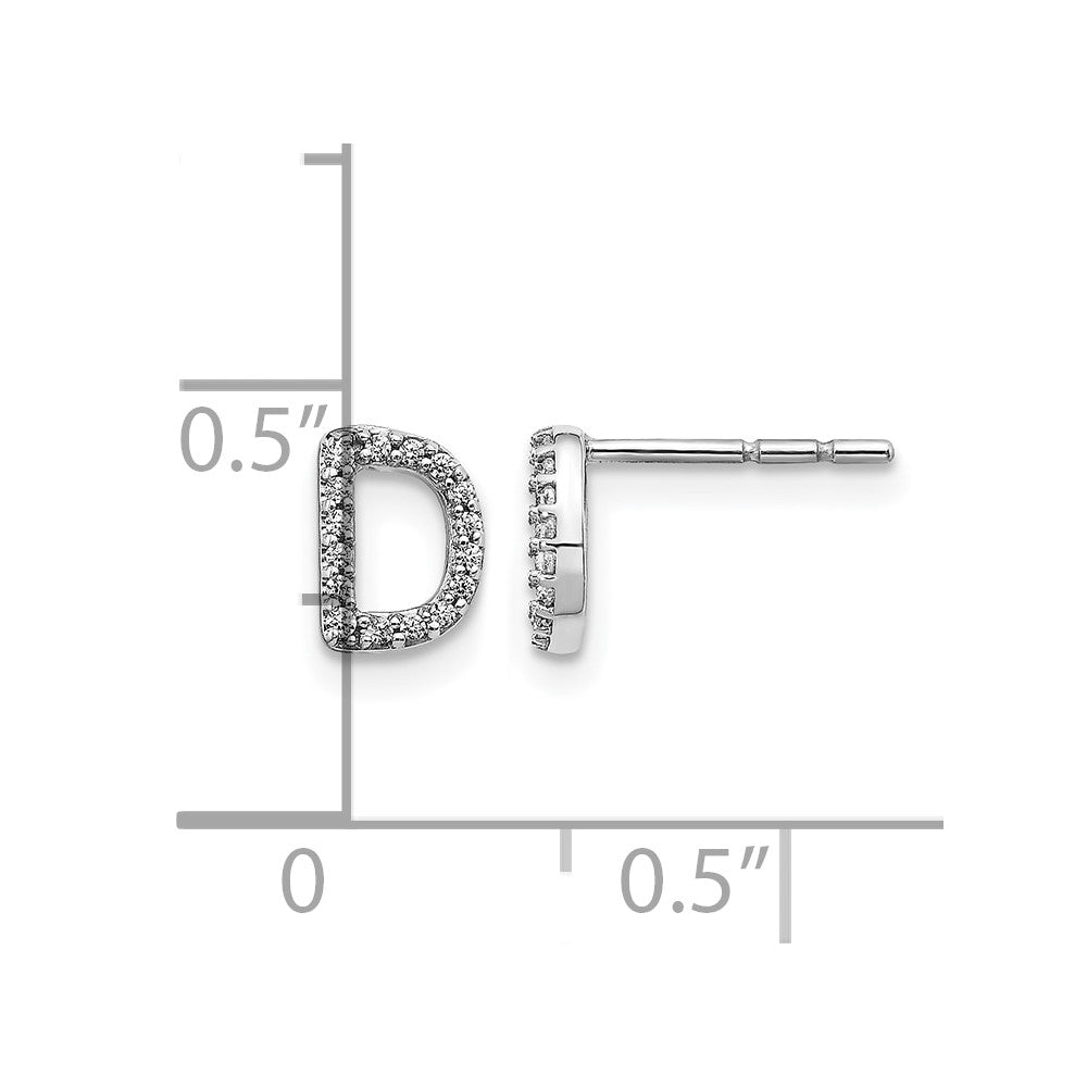 14k White Gold Diamond Initial D Earrings