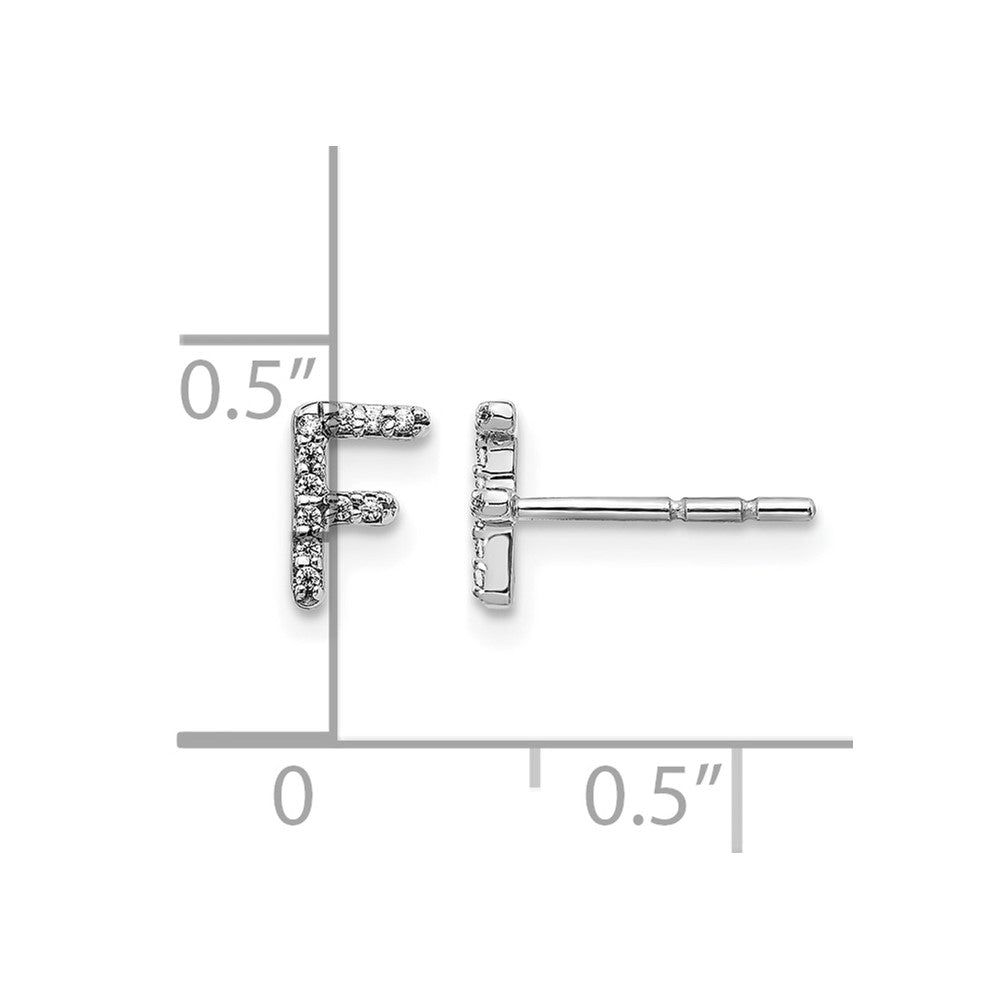 14k White Gold Diamond Initial F Earrings