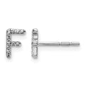14k White Gold Diamond Initial F Earrings