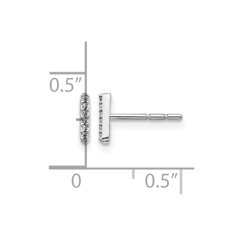 14k White Gold Diamond Initial I Earrings
