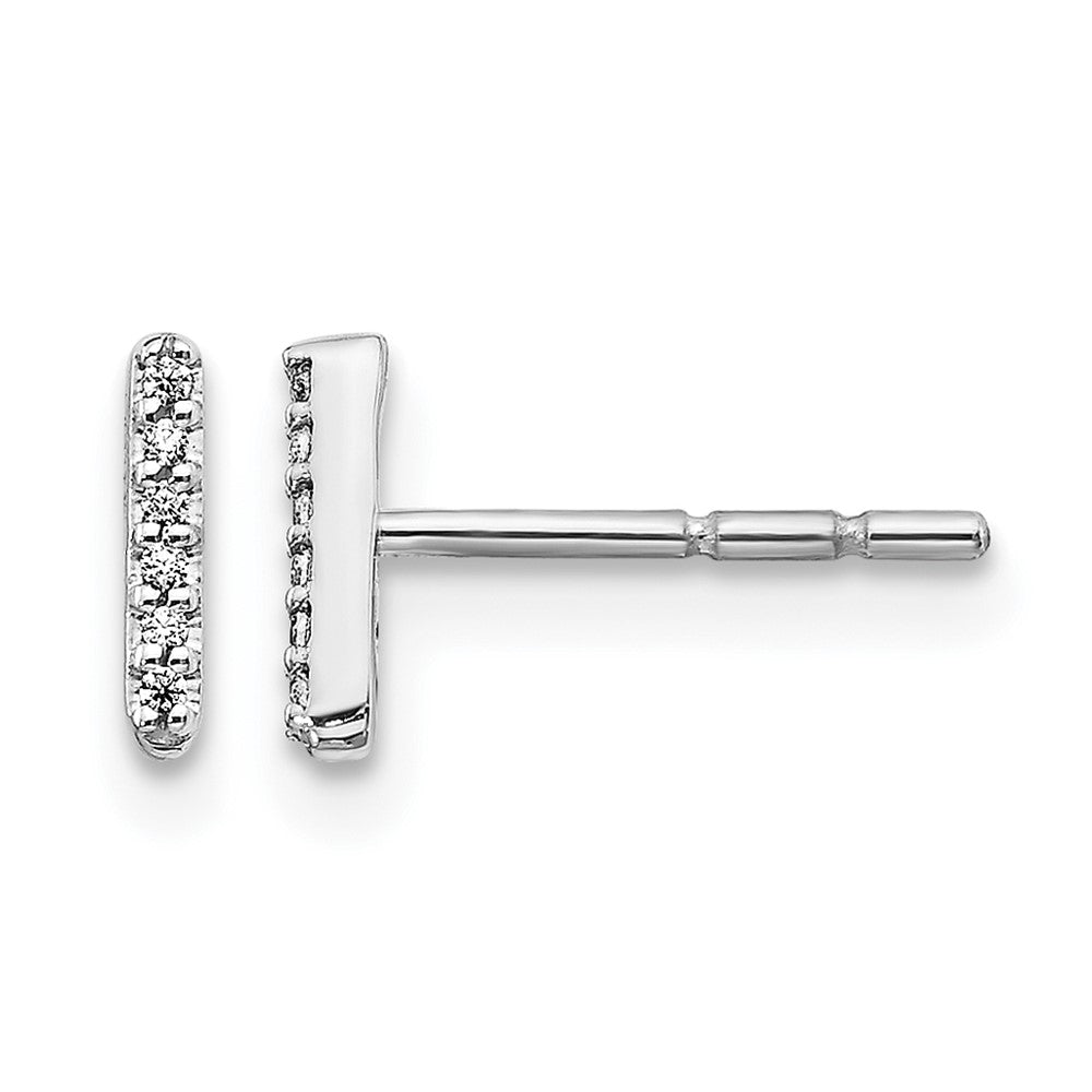 14k White Gold Diamond Initial I Earrings