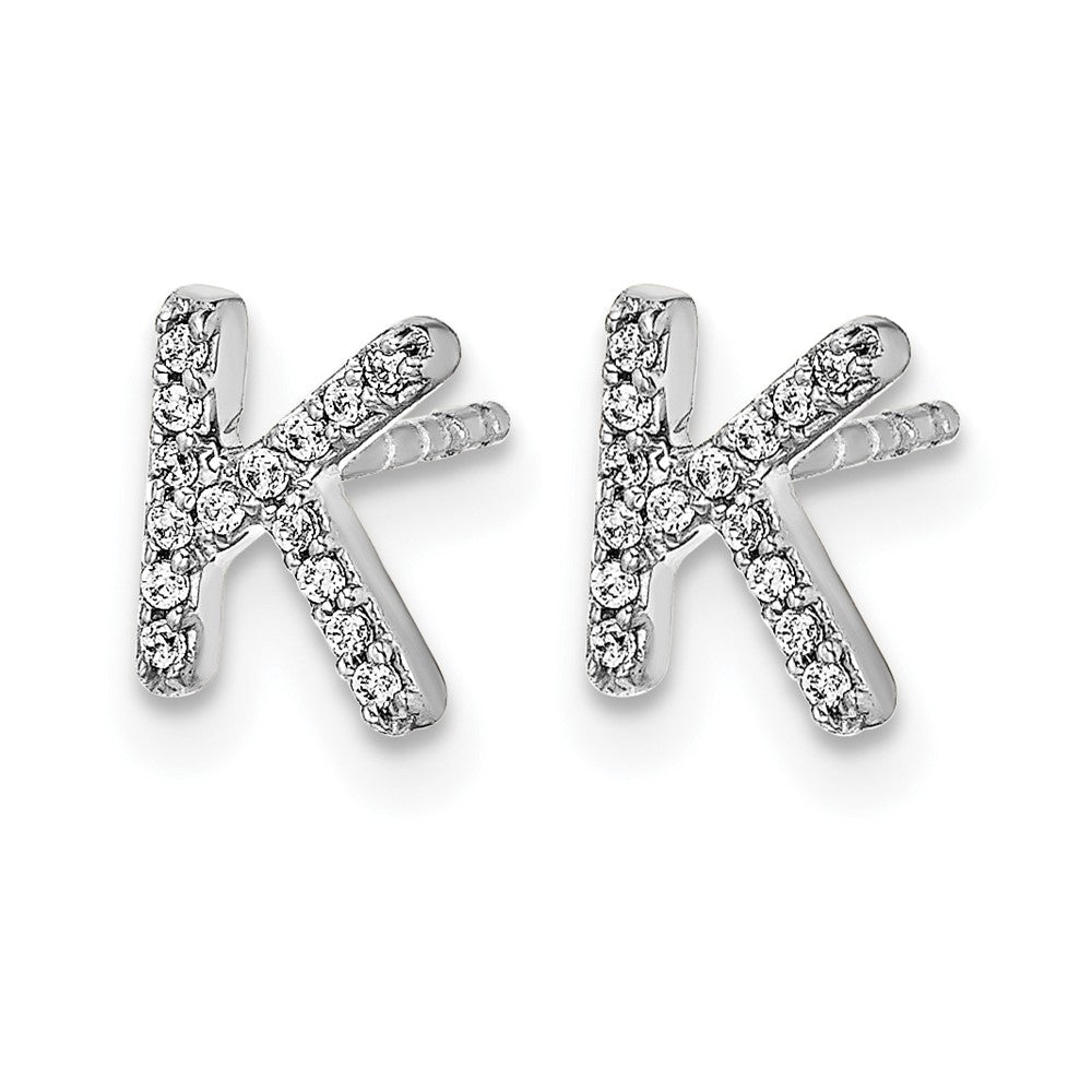 14k White Gold Diamond Initial K Earrings
