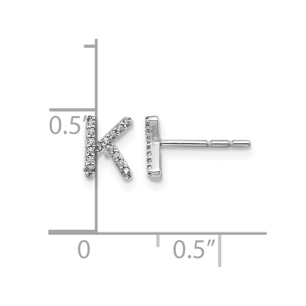 14k White Gold Diamond Initial K Earrings