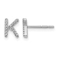 14k White Gold Diamond Initial K Earrings