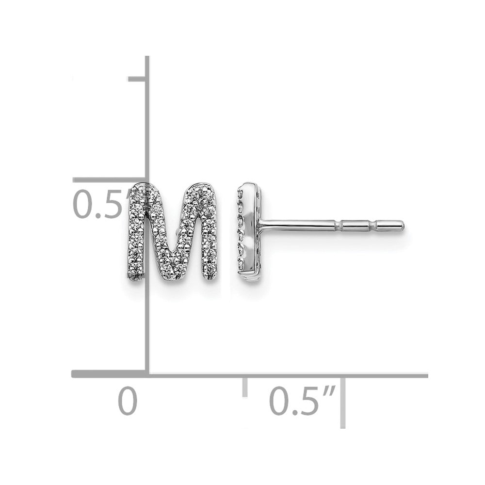 14k White Gold Diamond Initial M Earrings