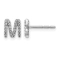 14k White Gold Diamond Initial M Earrings