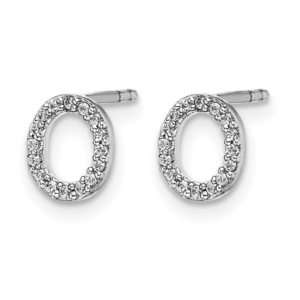 14k White Gold Diamond Initial O Earrings