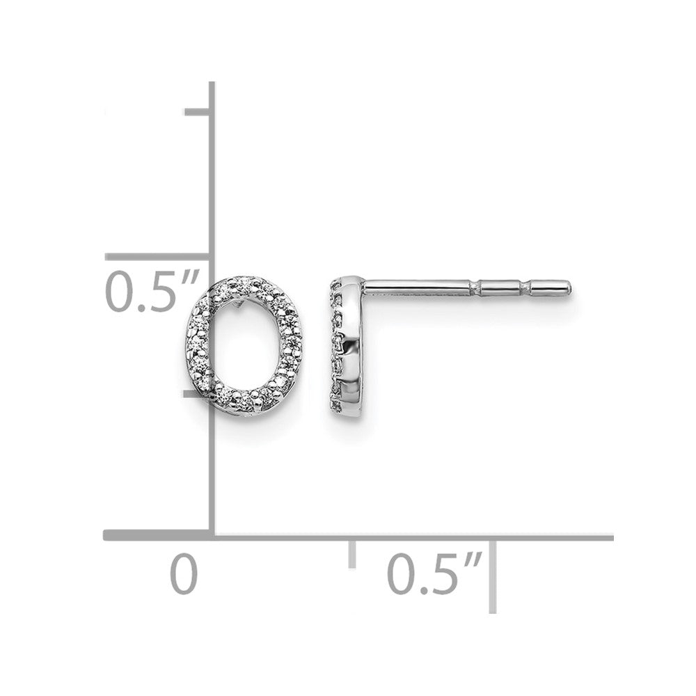 14k White Gold Diamond Initial O Earrings