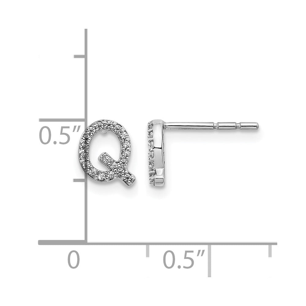 14k White Gold Diamond Initial Q Earrings