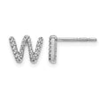 14k White Gold Diamond Initial W Earrings