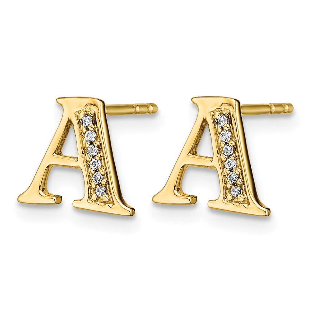 14k Diamond Initial A Earrings