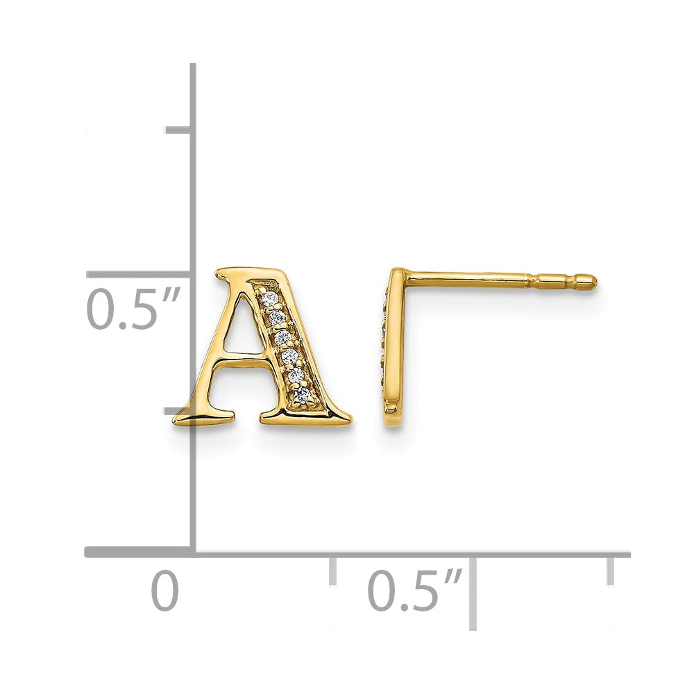14k Diamond Initial A Earrings