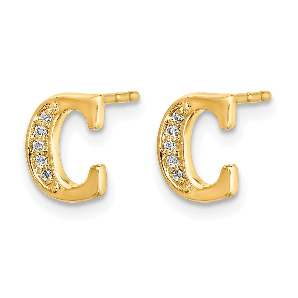 14k Diamond Initial C Earrings