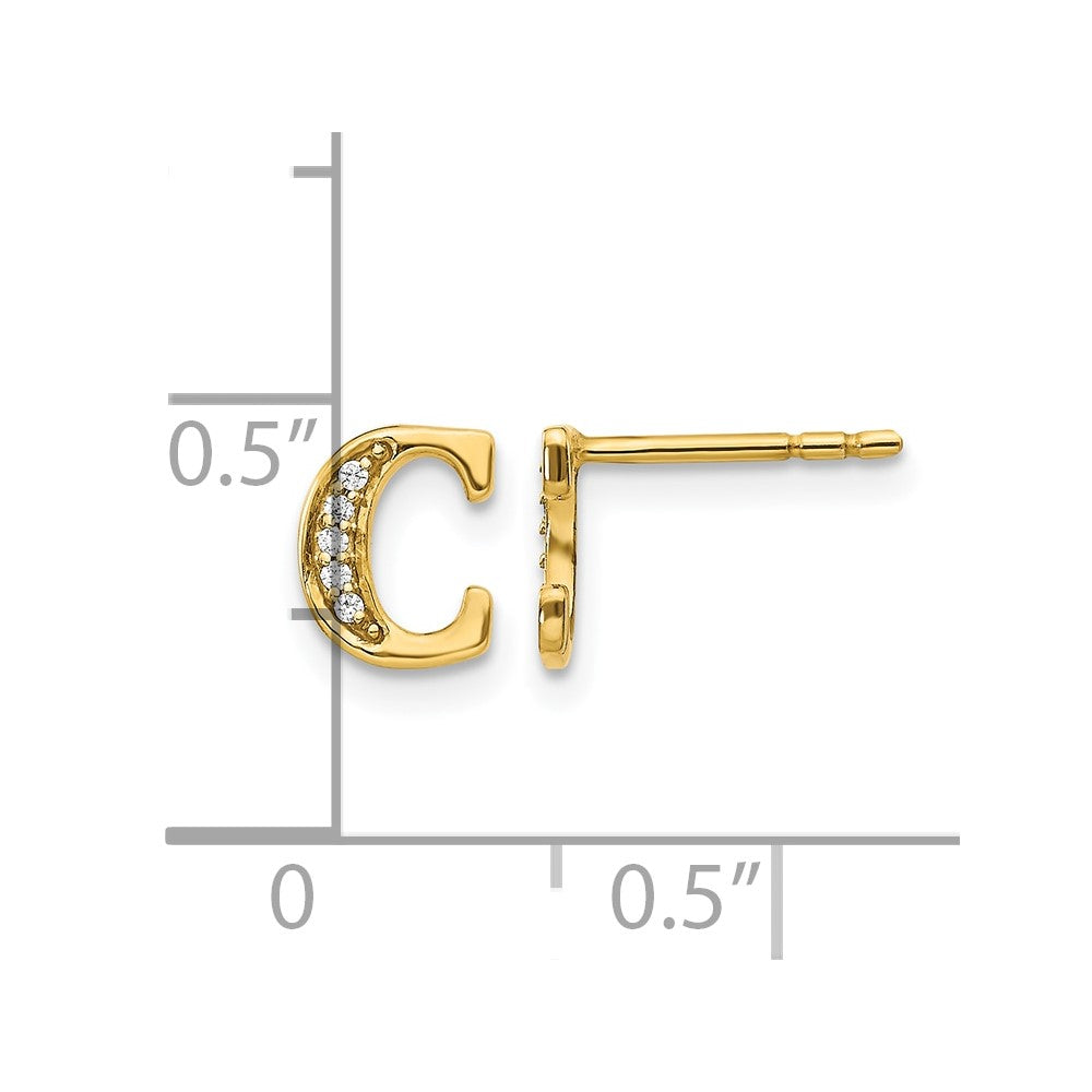 14k Diamond Initial C Earrings