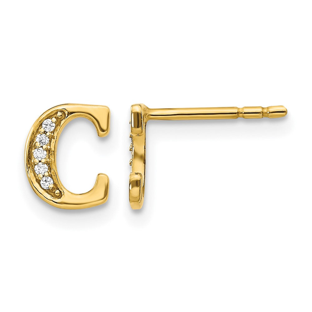 14k Diamond Initial C Earrings