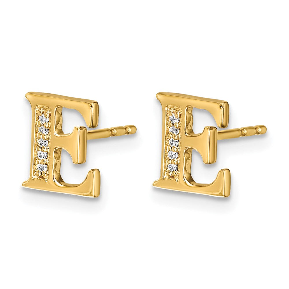 14k Diamond Initial E Earrings