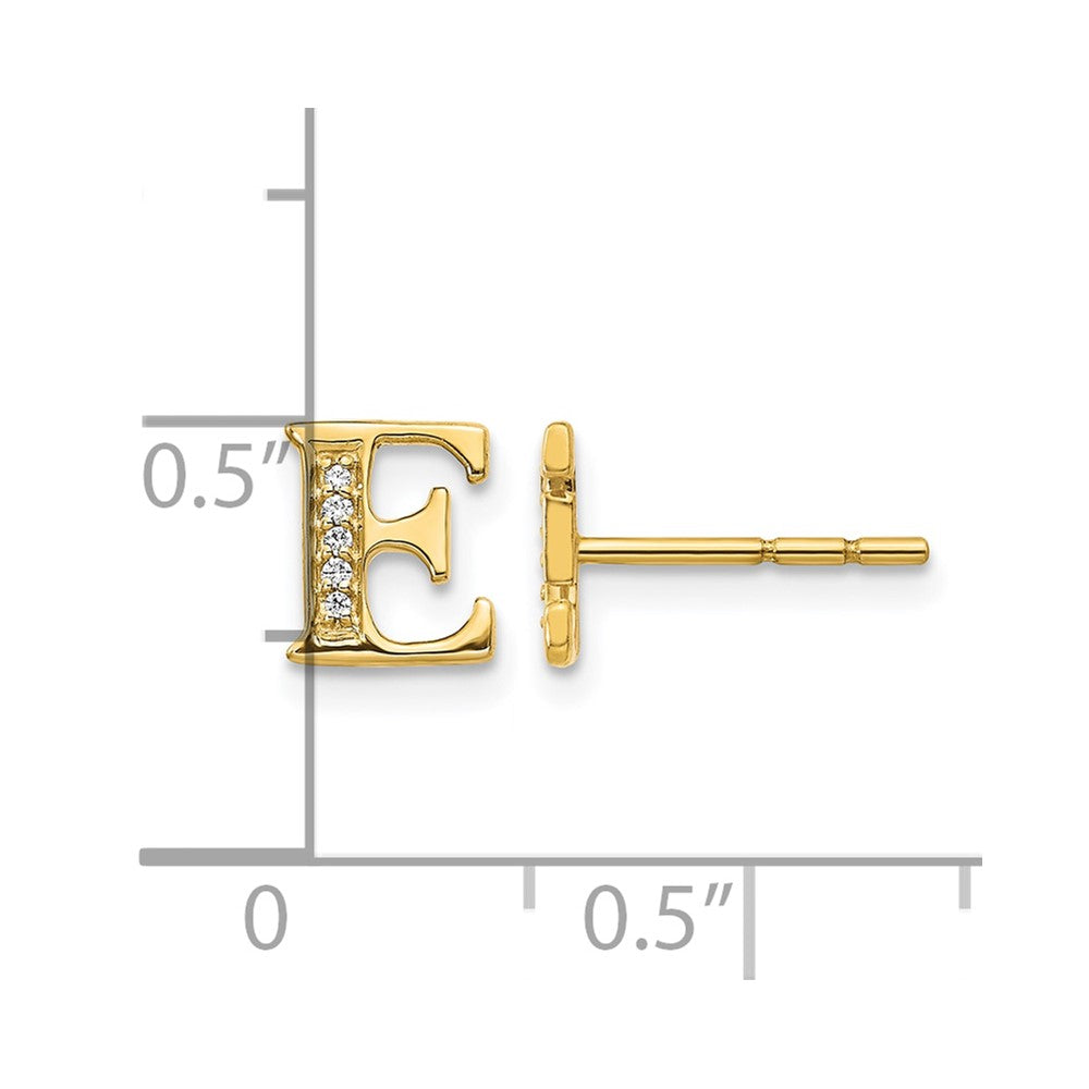 14k Diamond Initial E Earrings