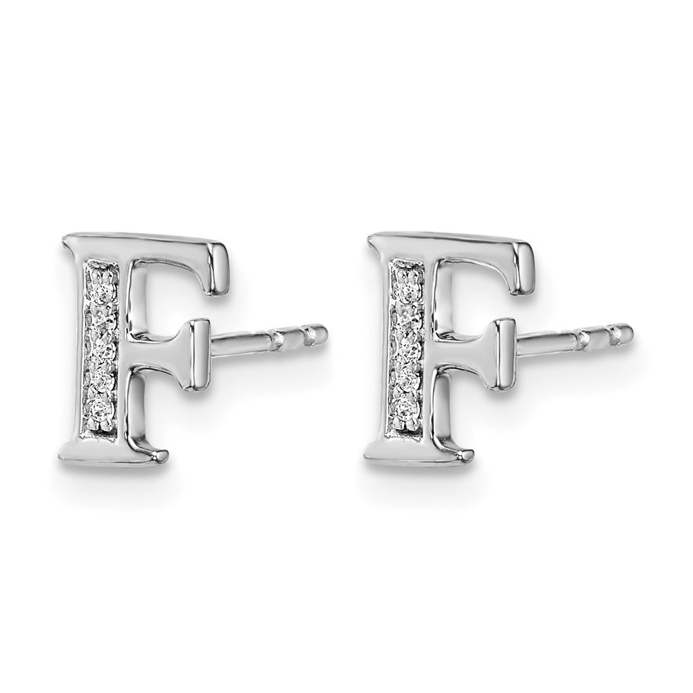 14k White Gold Diamond Initial F Earrings