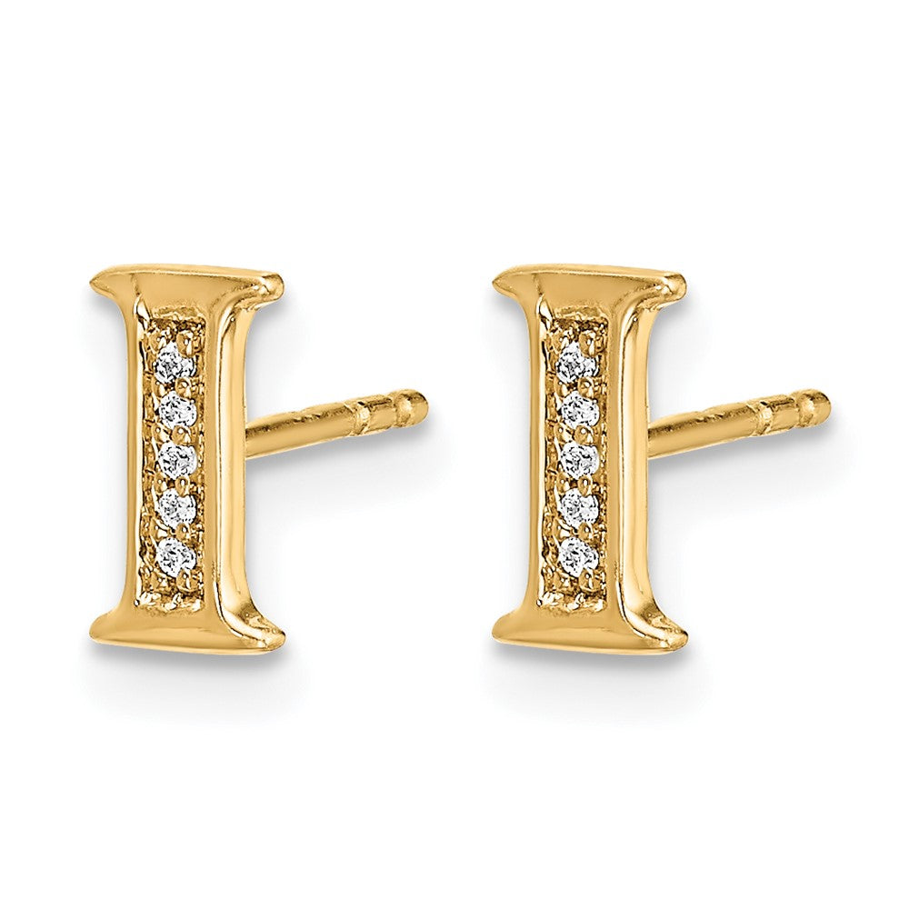 14k Diamond Initial I Earrings