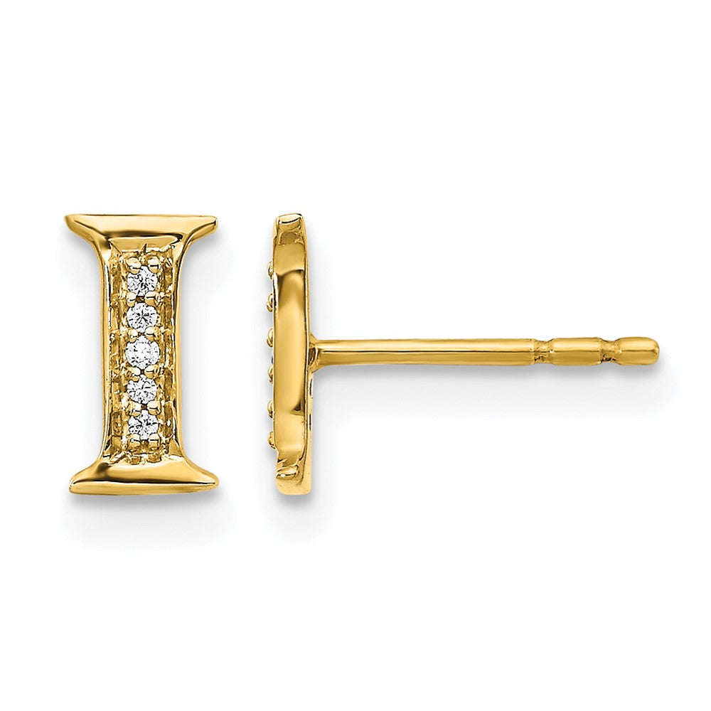 14k Diamond Initial I Earrings
