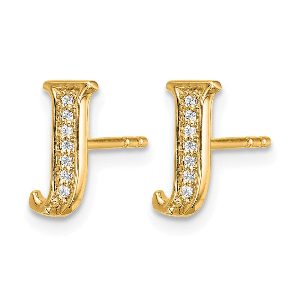 14k Diamond Initial J Earrings
