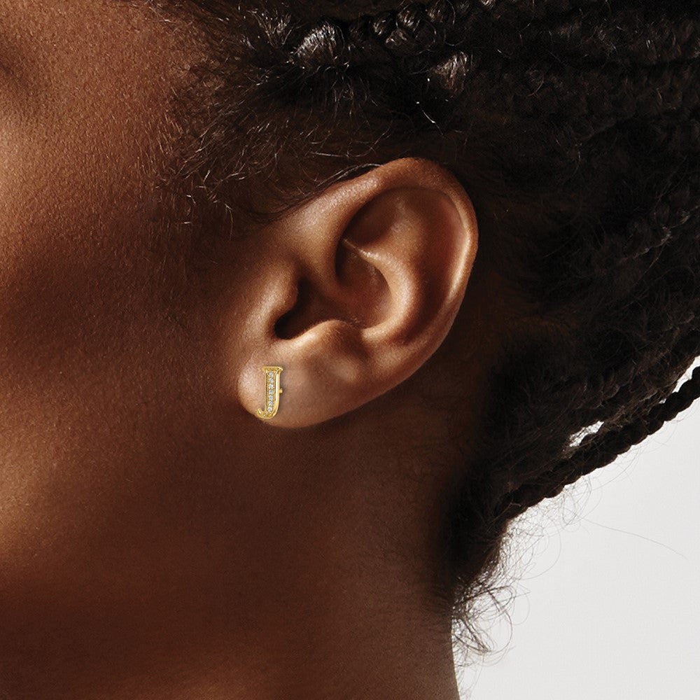 14k Diamond Initial J Earrings