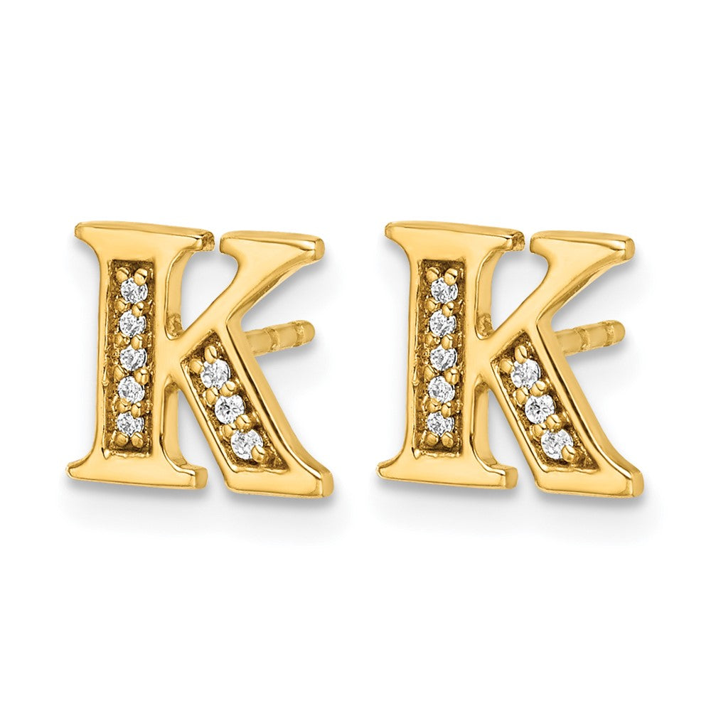 14k Diamond Initial K Earrings