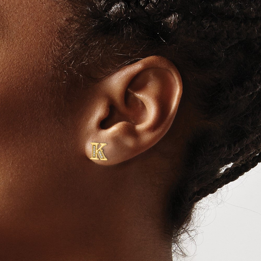 14k Diamond Initial K Earrings