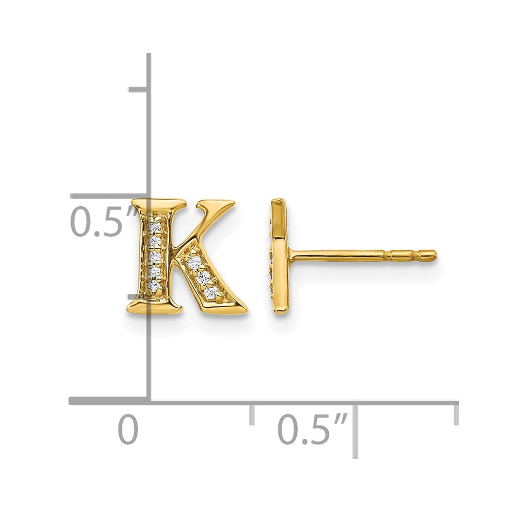 14k Diamond Initial K Earrings