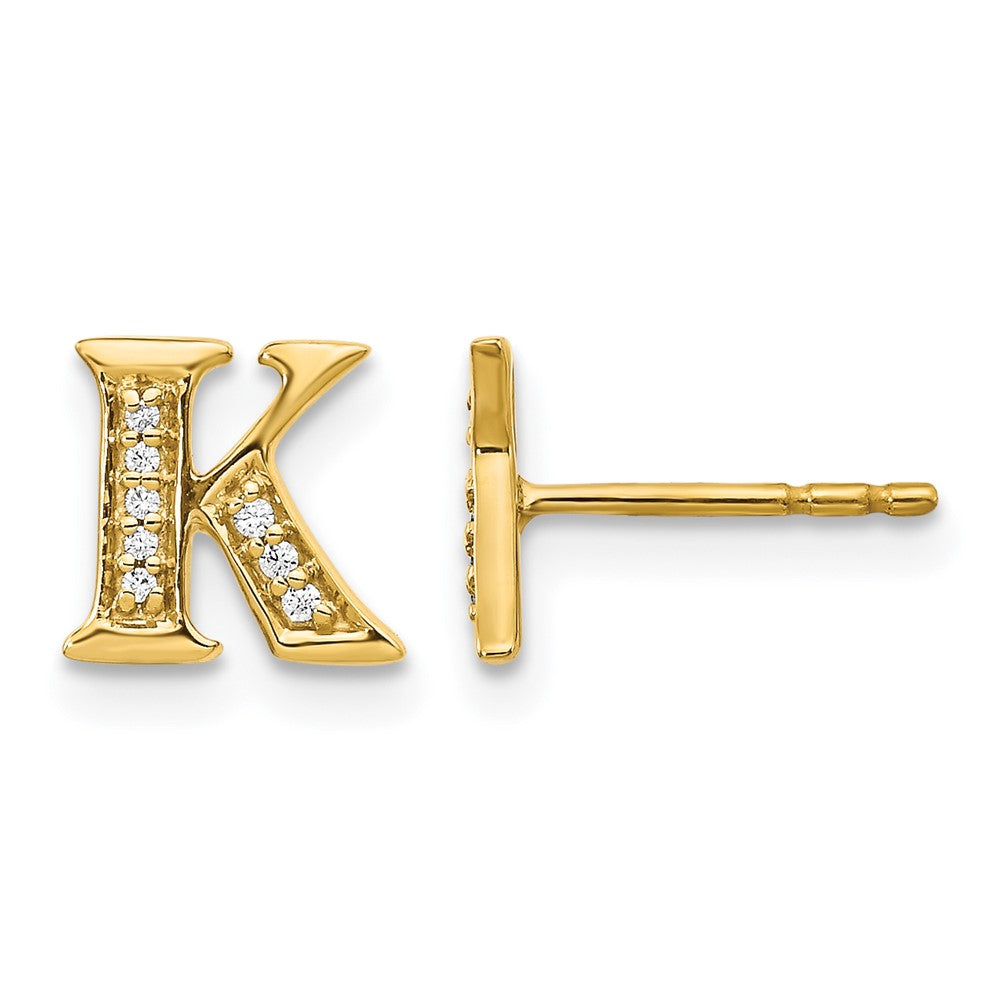 14k Diamond Initial K Earrings