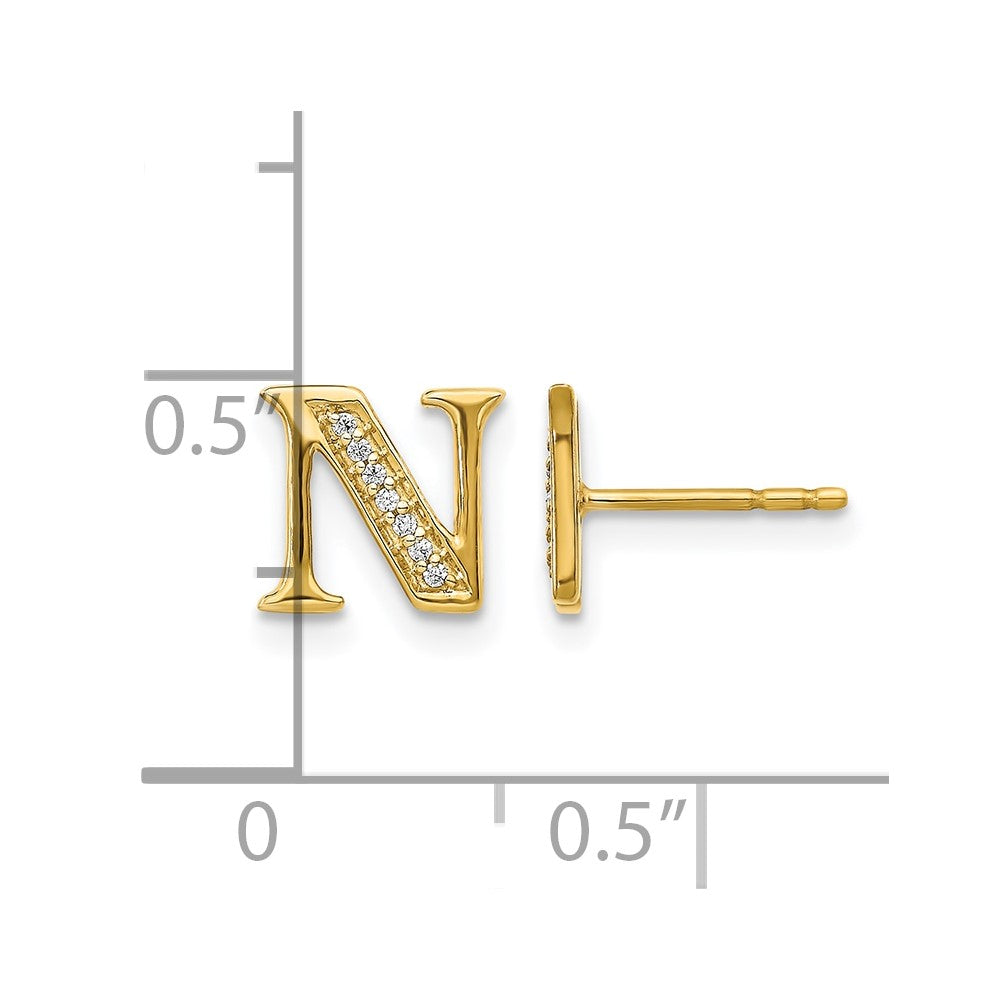 14k Diamond Initial N Earrings
