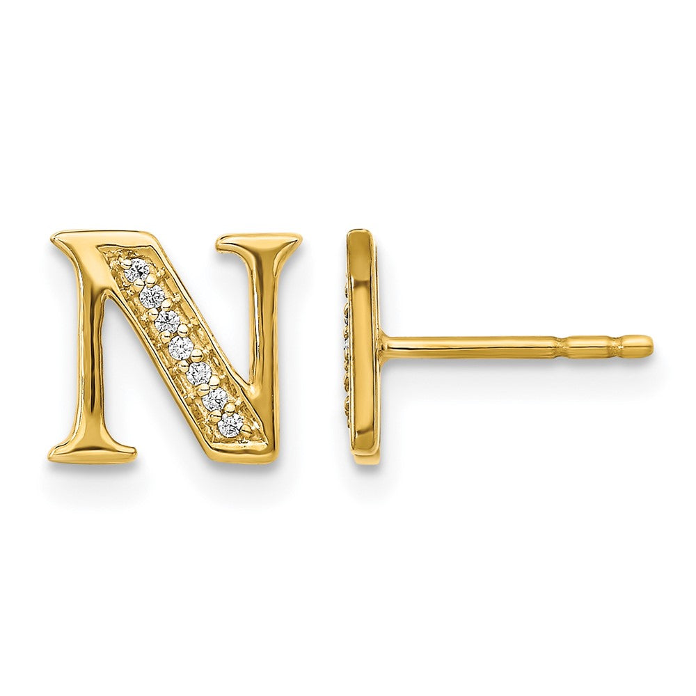 14k Diamond Initial N Earrings