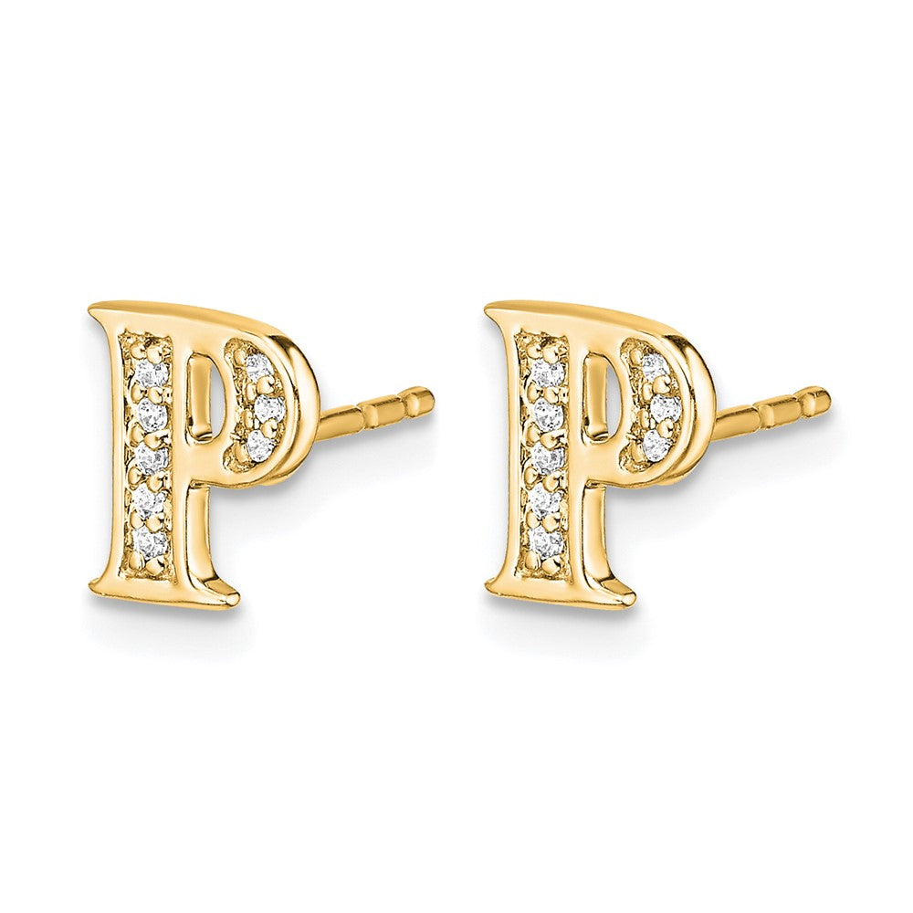 14k Diamond Initial P Earrings