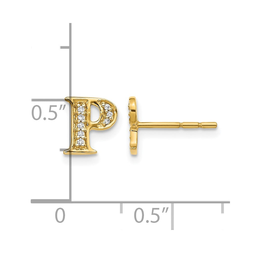 14k Diamond Initial P Earrings