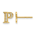 14k Diamond Initial P Earrings