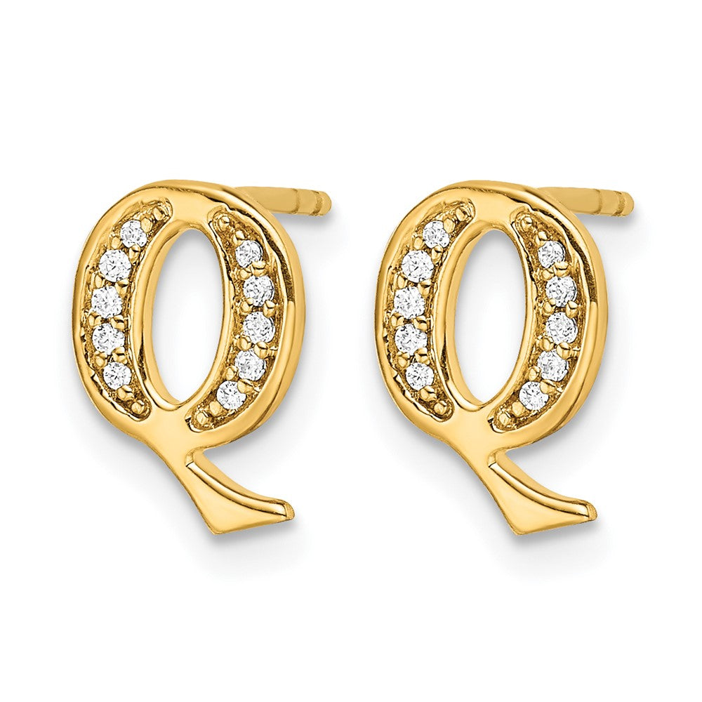 14k Diamond Initial Q Earrings
