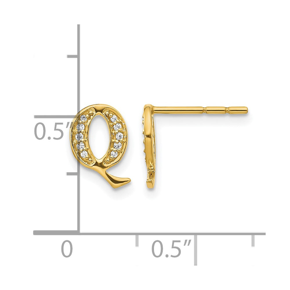14k Diamond Initial Q Earrings